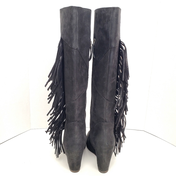 KOOLABURRA by UGG Paradis Fringe Black Suede Tall Riding Boots Size 9 - Picture 9 of 11